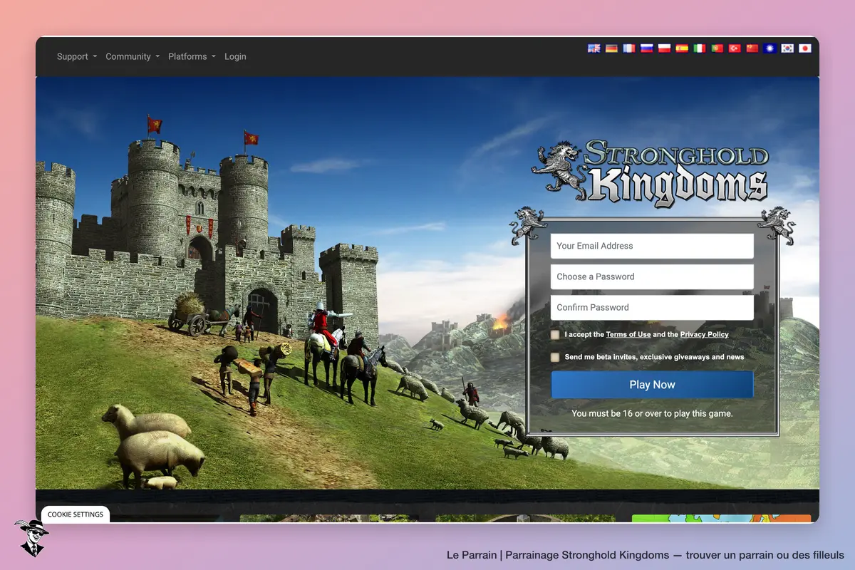 Page d'accueil de Stronghold Kingdoms