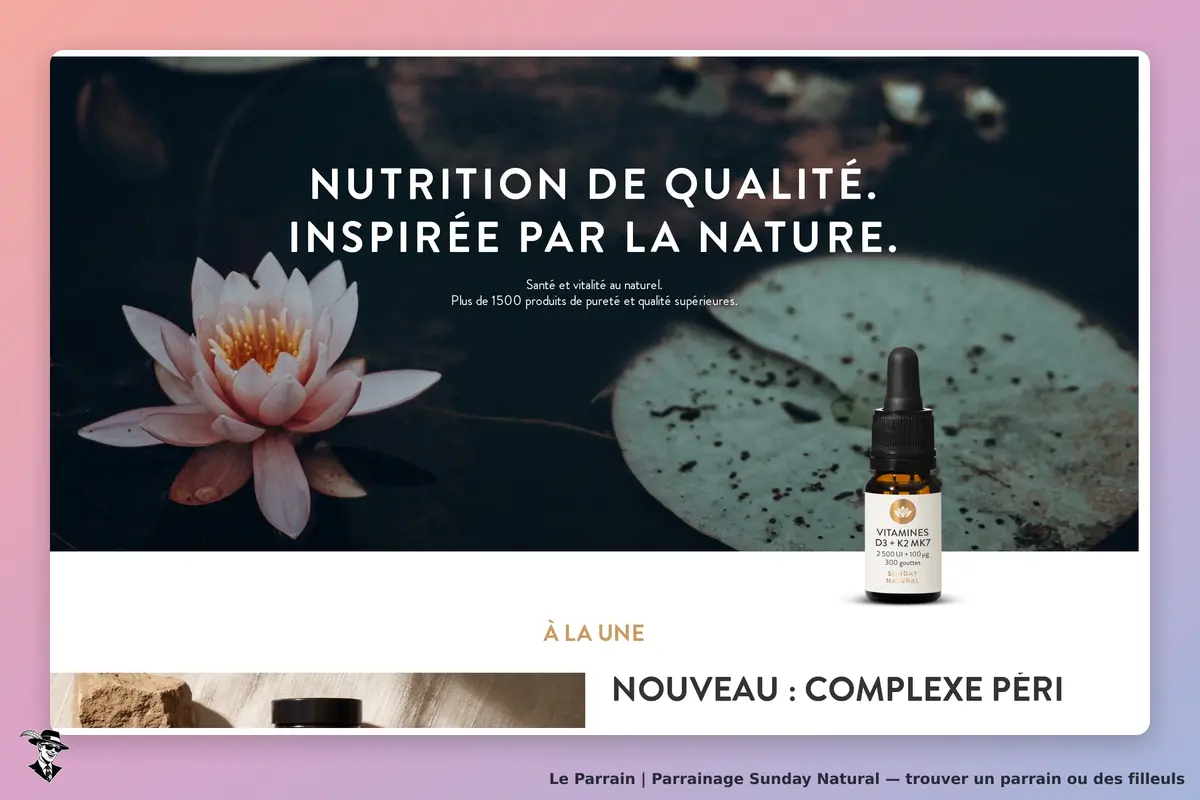 Page d'accueil de Sunday Natural