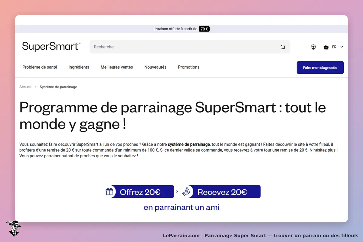 Super Smart : superSmart : page d'accueil avec programme de parrainage et options d'offres pour