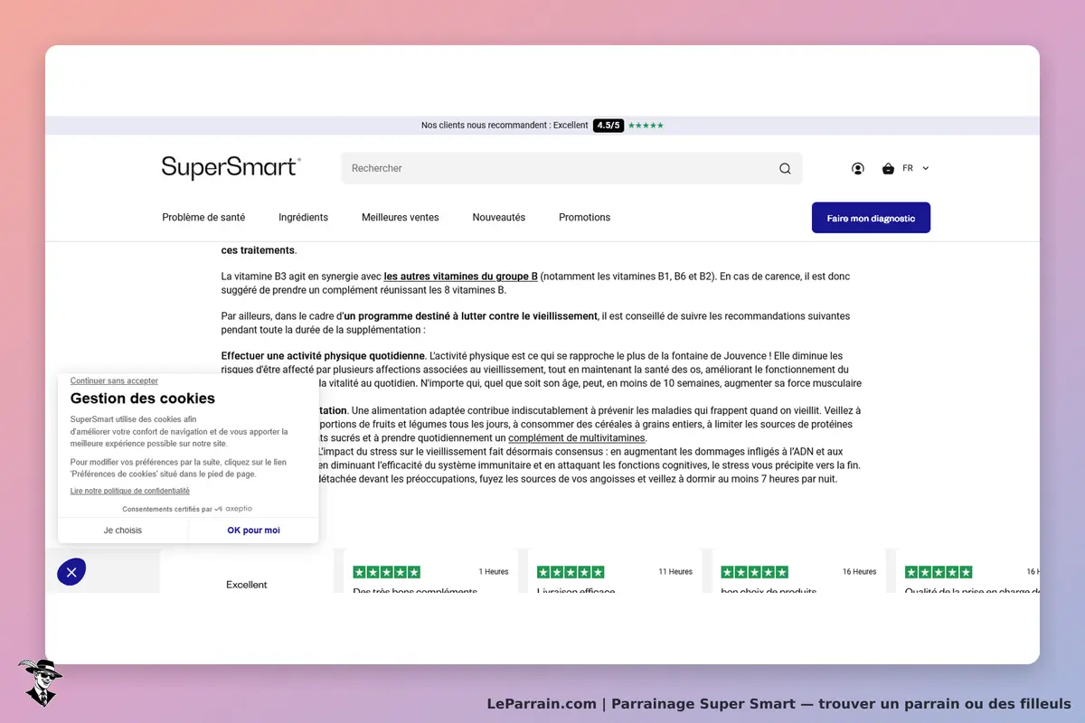 Super Smart : superSmart : page d'accueil avec informations sur les vitamines et avis clients
