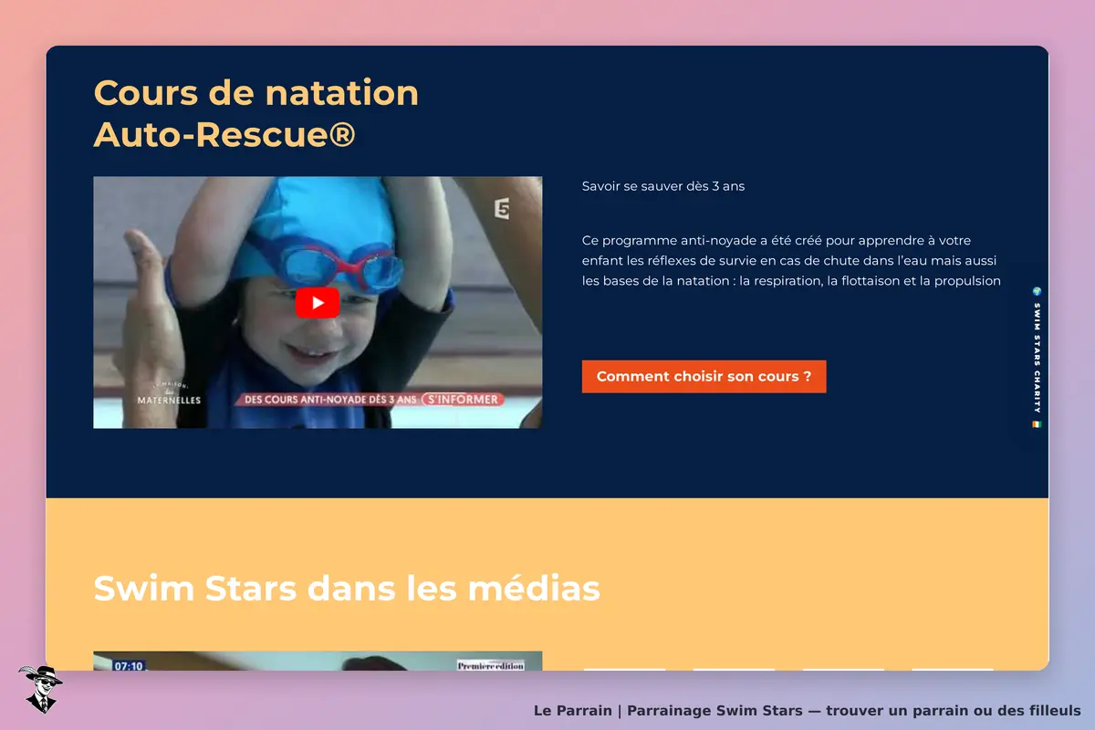 Swim Stars : cours de natation Auto-Rescue avec vidéo et description des programmes proposés
