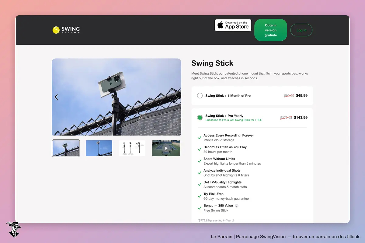 Page catégorie de SwingVision