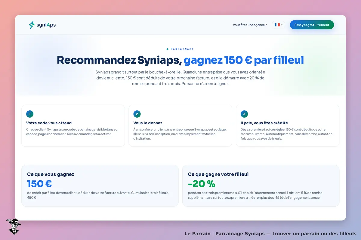 Page parrainage de Syniaps