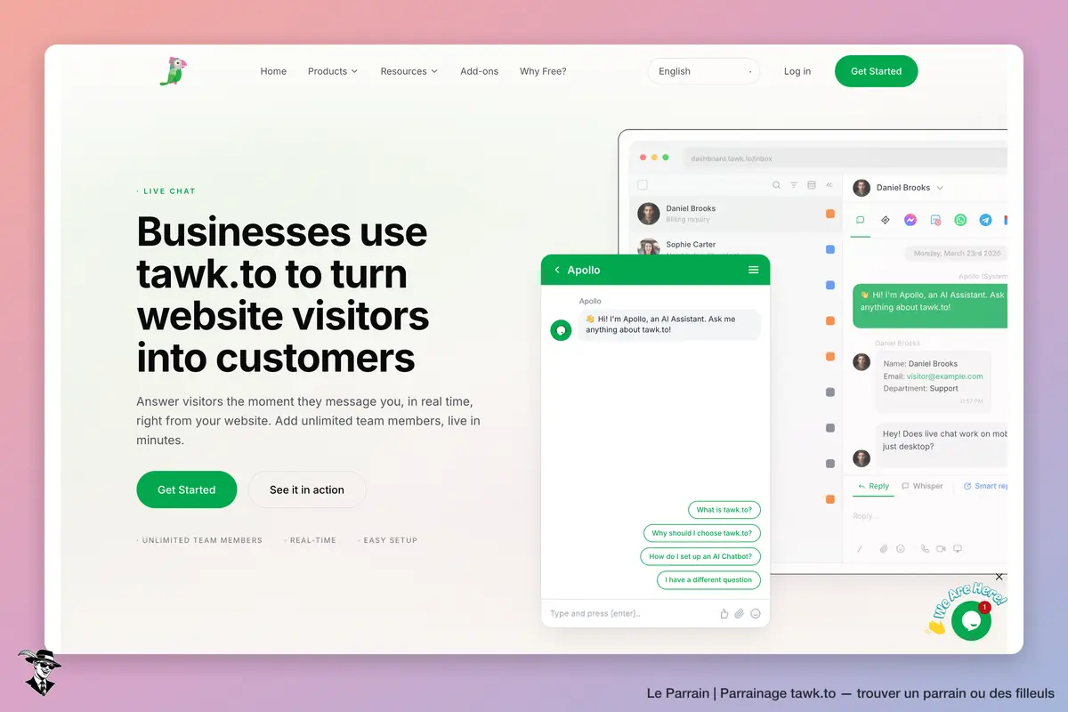 Page produit de tawk.to