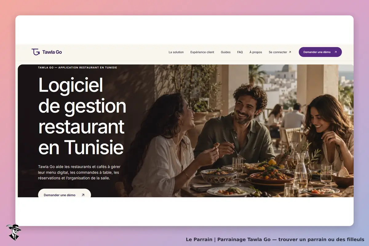 Tawla Go : page d'accueil présentant un logiciel de gestion pour restaurants en Tunisie