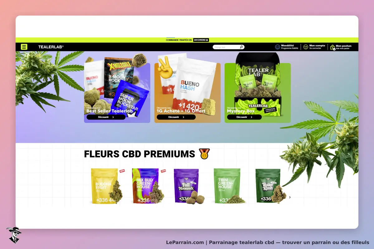 tealerlab cbd : tEALERLAB : page d'accueil présentant divers produits CBD et fleurs premium avec