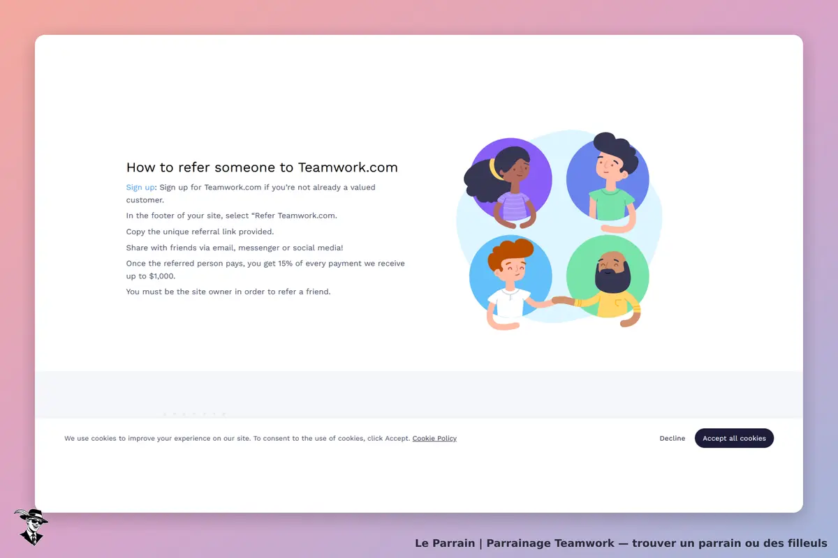 Teamwork : instructions pour référer des amis avec des illustrations de personnes