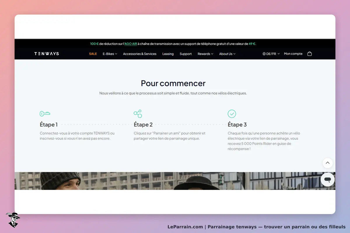 tenways : étapes pour commencer un parrainage sur le site, avec instructions claires et visuelles