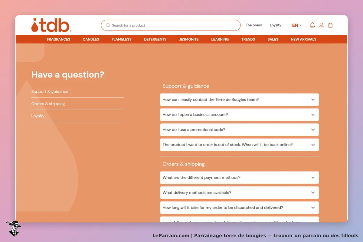 Terre de Bougies : section d'aide avec questions fréquentes sur le support et les commandes