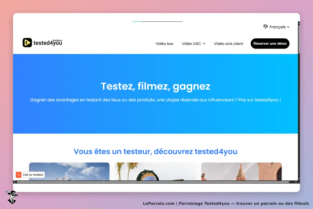Tested4you : page d'accueil avec slogan et images de produits à tester