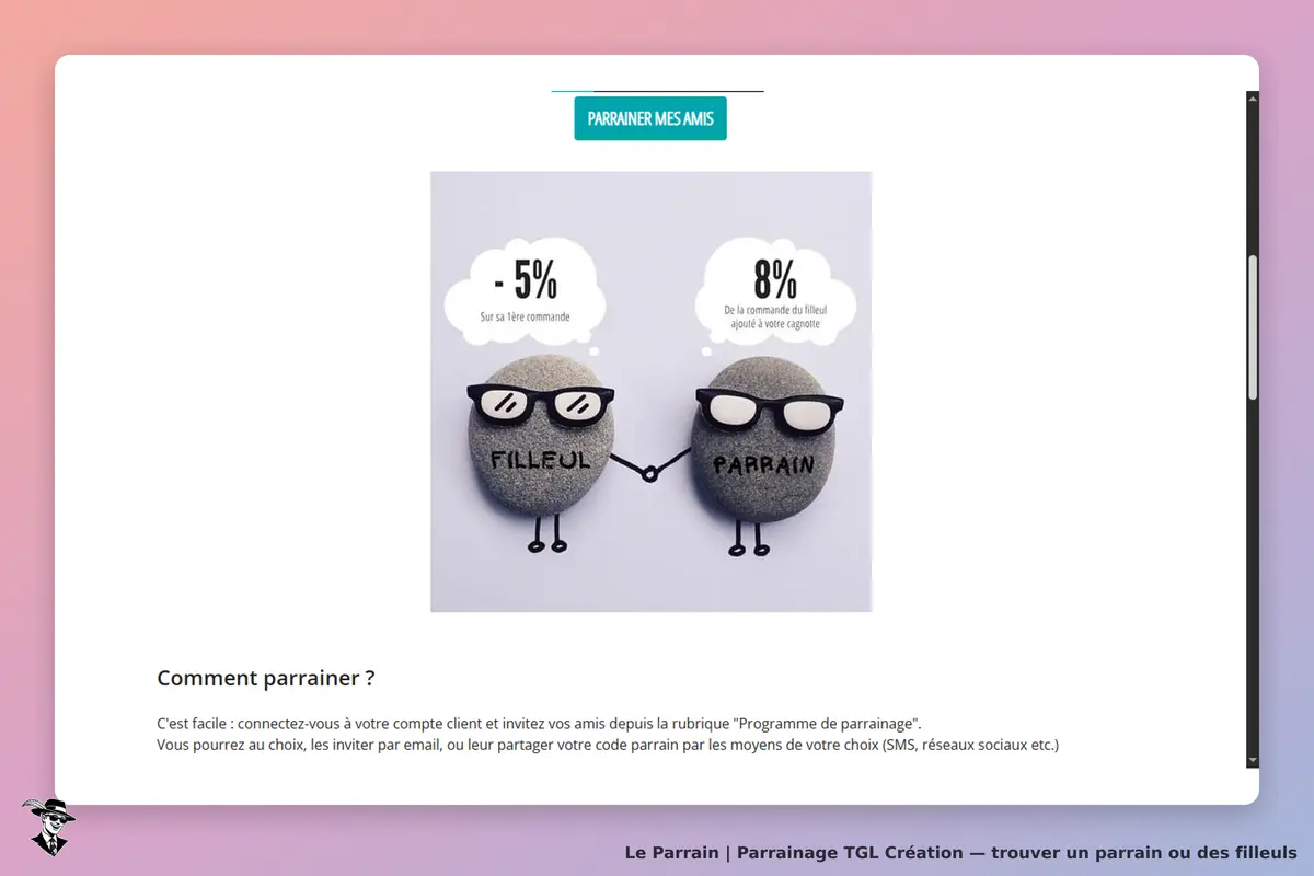 TGL Création : deux pierres animées représentant un parrain et un filleul se tenant la main