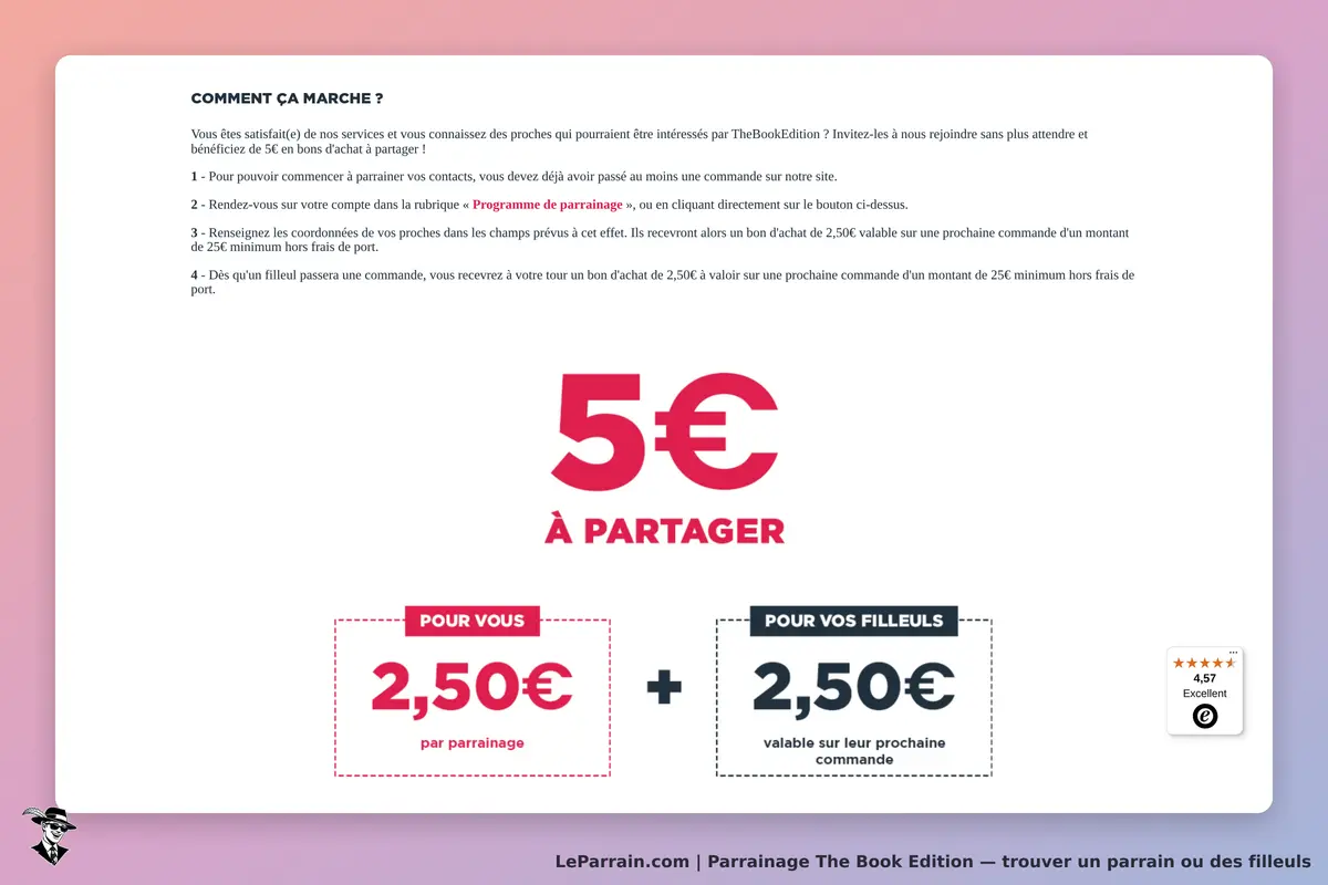 The Book Edition : section expliquant le programme de parrainage et ses avantages