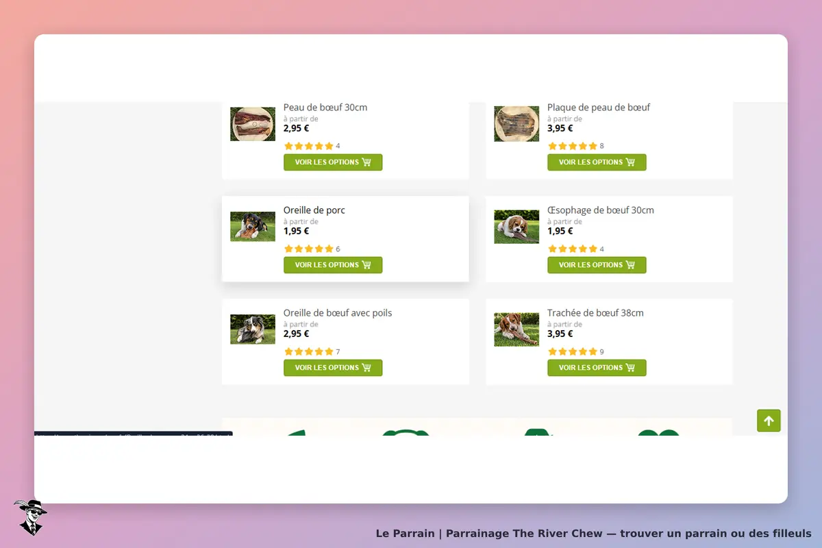 The River Chew : produits pour animaux avec images, notes et options d'achat affichées