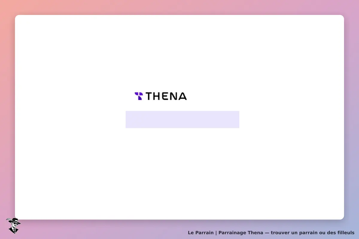 Thena : logo de la marque sur fond blanc, avec un dégradé de couleurs en bas de l'écran