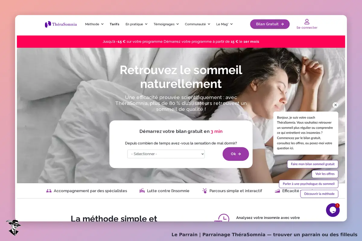Page d'accueil de ThéraSomnia