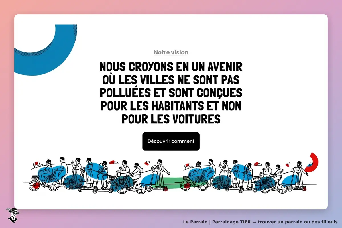 TIER : vision d'un avenir urbain durable avec illustrations de cyclistes et message central
