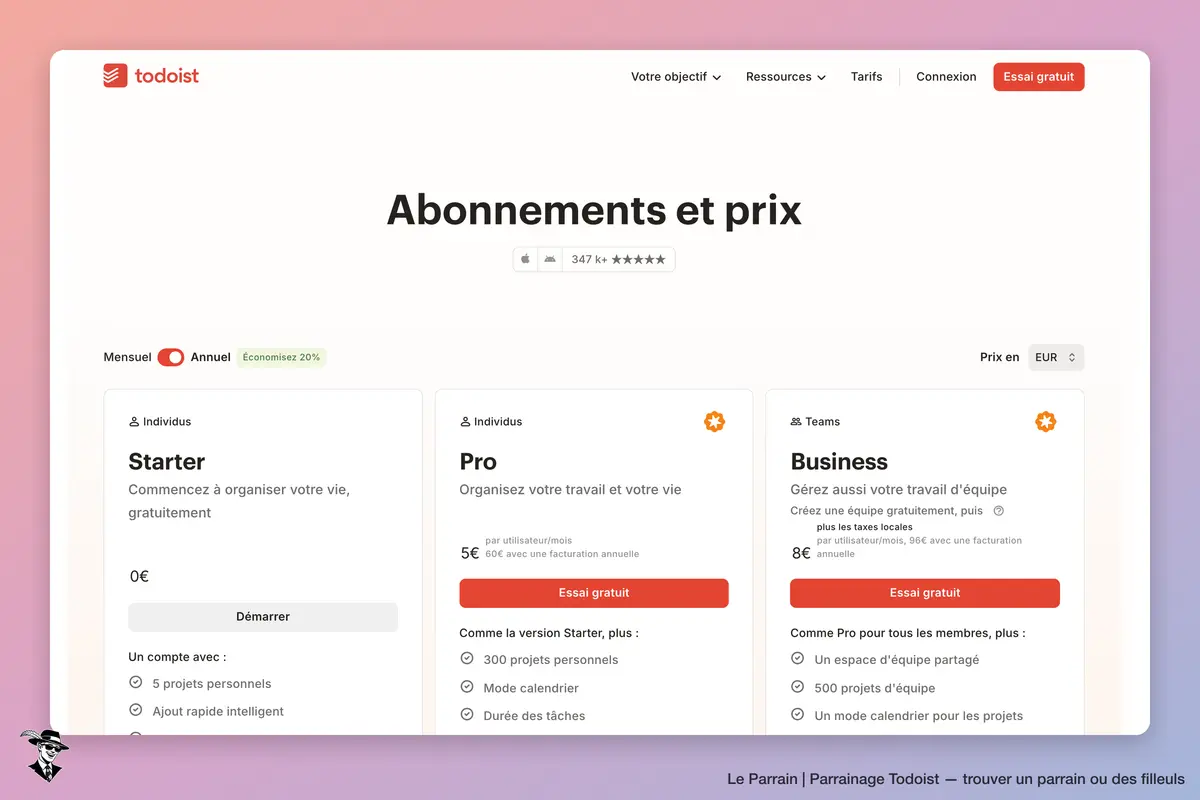 Capture d'écran de Todoist