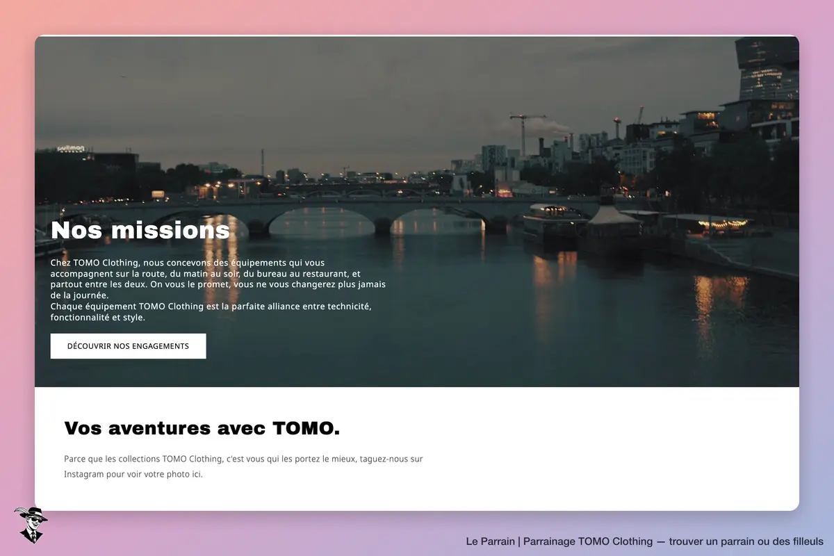 Capture d'écran de TOMO Clothing