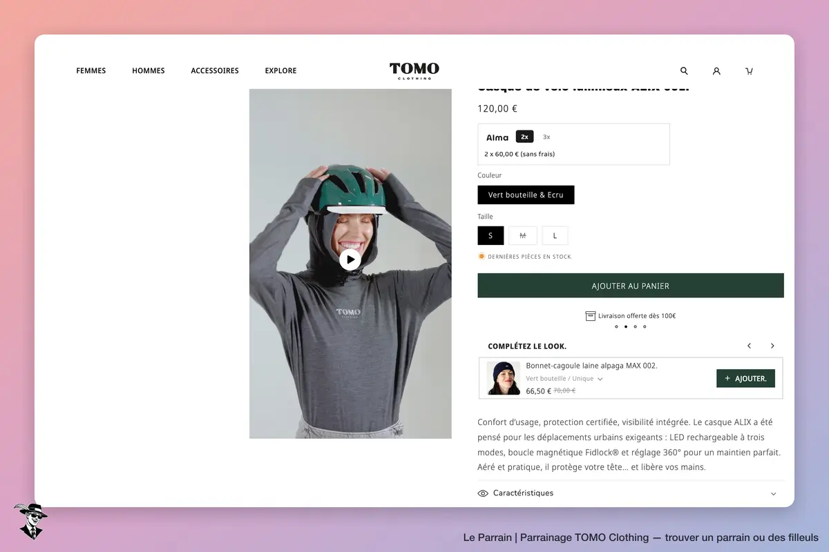 Page produit de TOMO Clothing