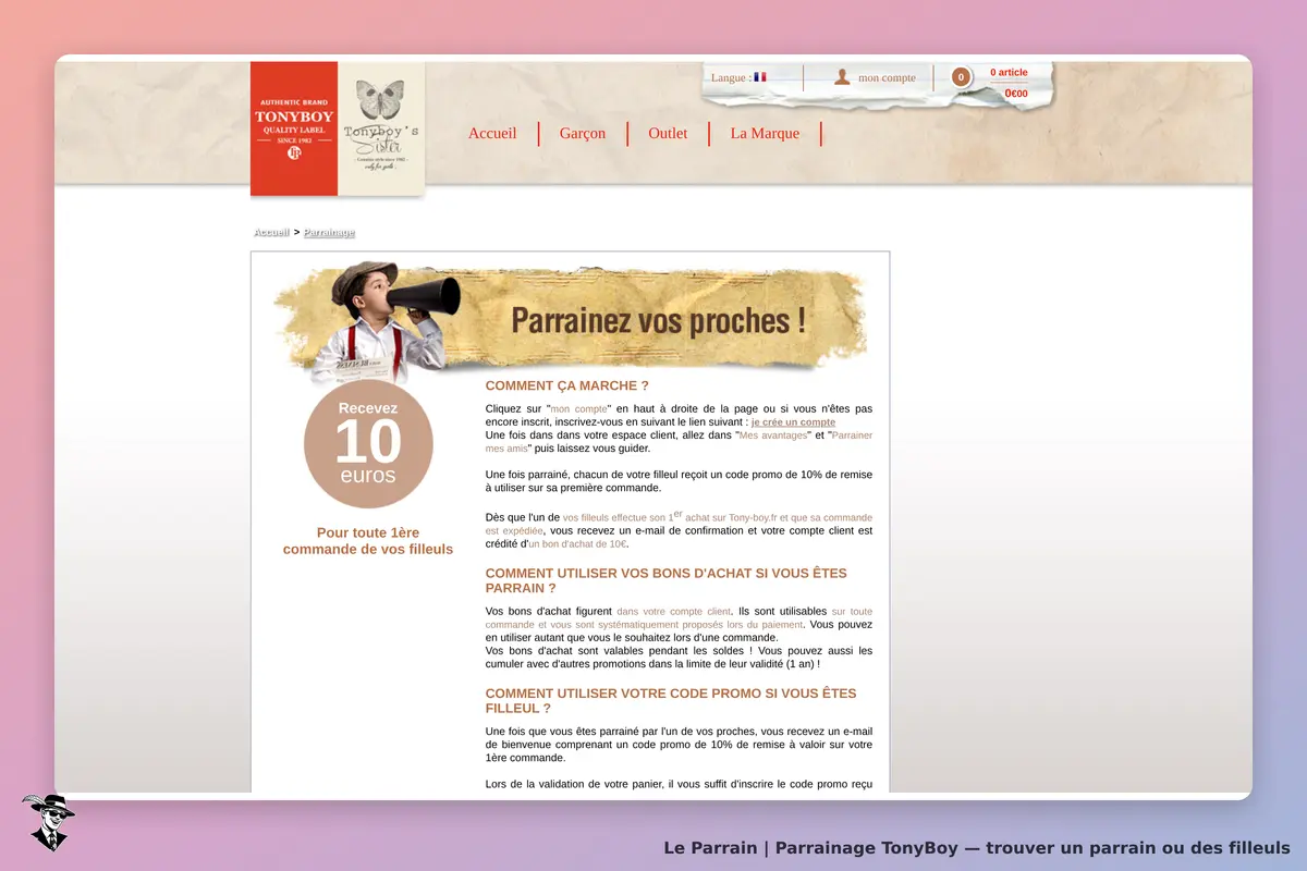Page parrainage de TonyBoy