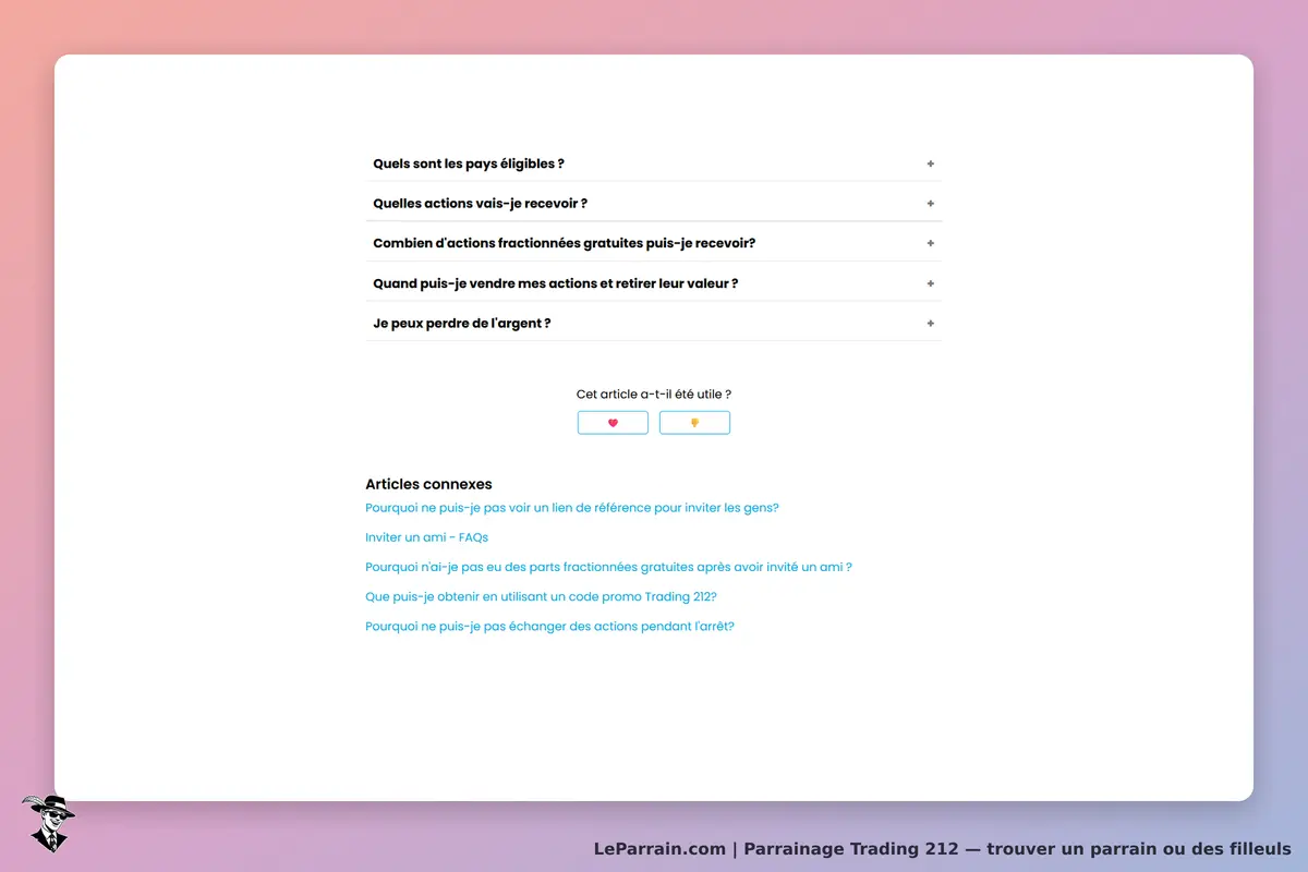 Trading 212 : liste de questions fréquentes sur le parrainage et les actions fractionnées