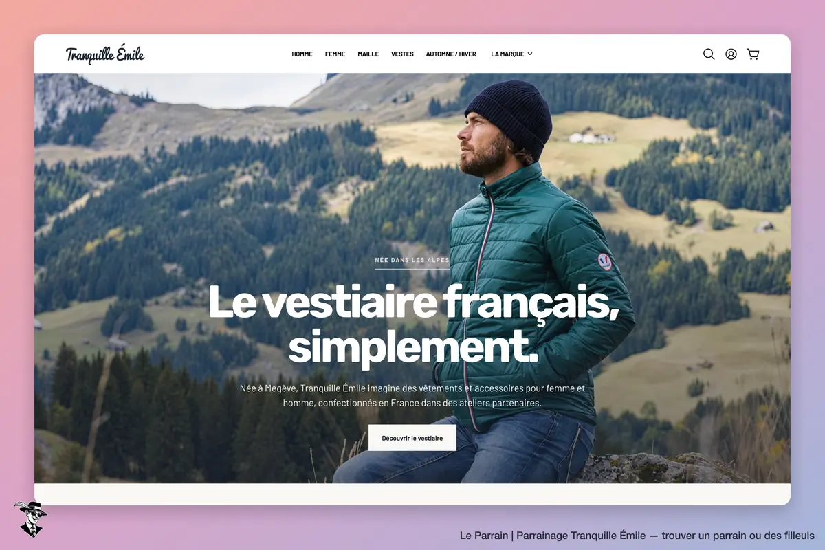 Page d'accueil de Tranquille Émile