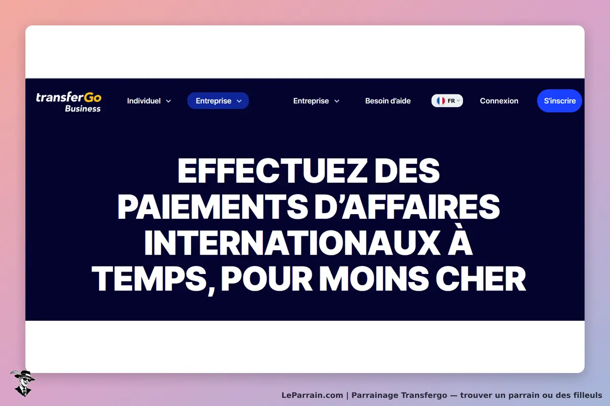 TransferGo : page d'accueil avec un slogan sur les paiements internationaux pour les entreprises