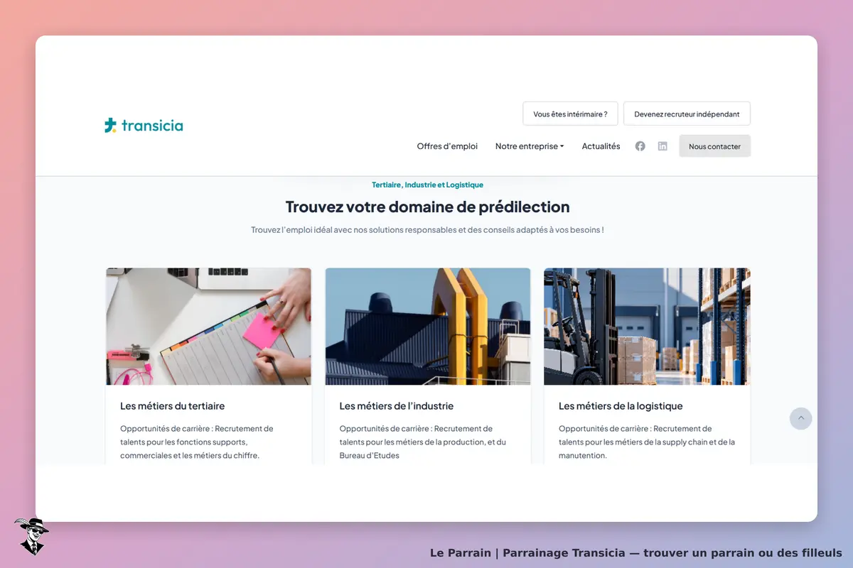 Page d'accueil de Transicia