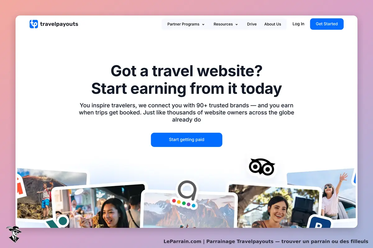 Page d'accueil de Travelpayouts pour gagner de l'argent avec un site de voyage.