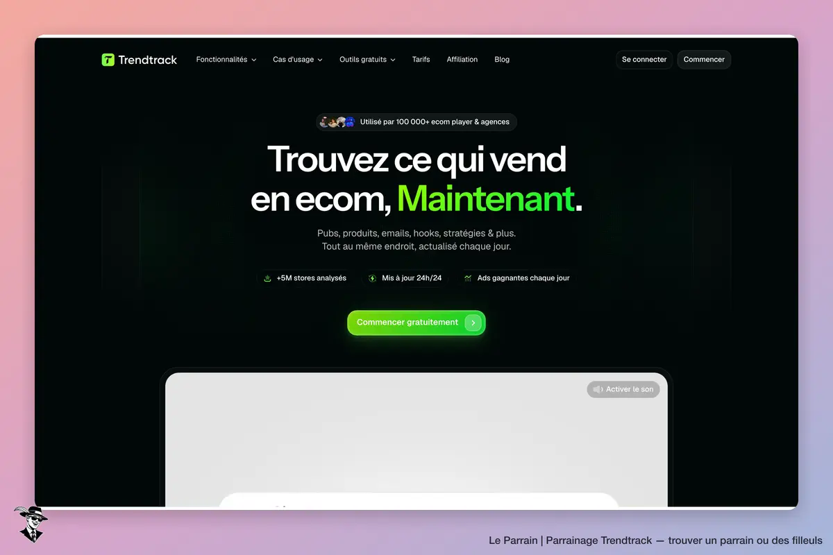 Page d'accueil de Trendtrack