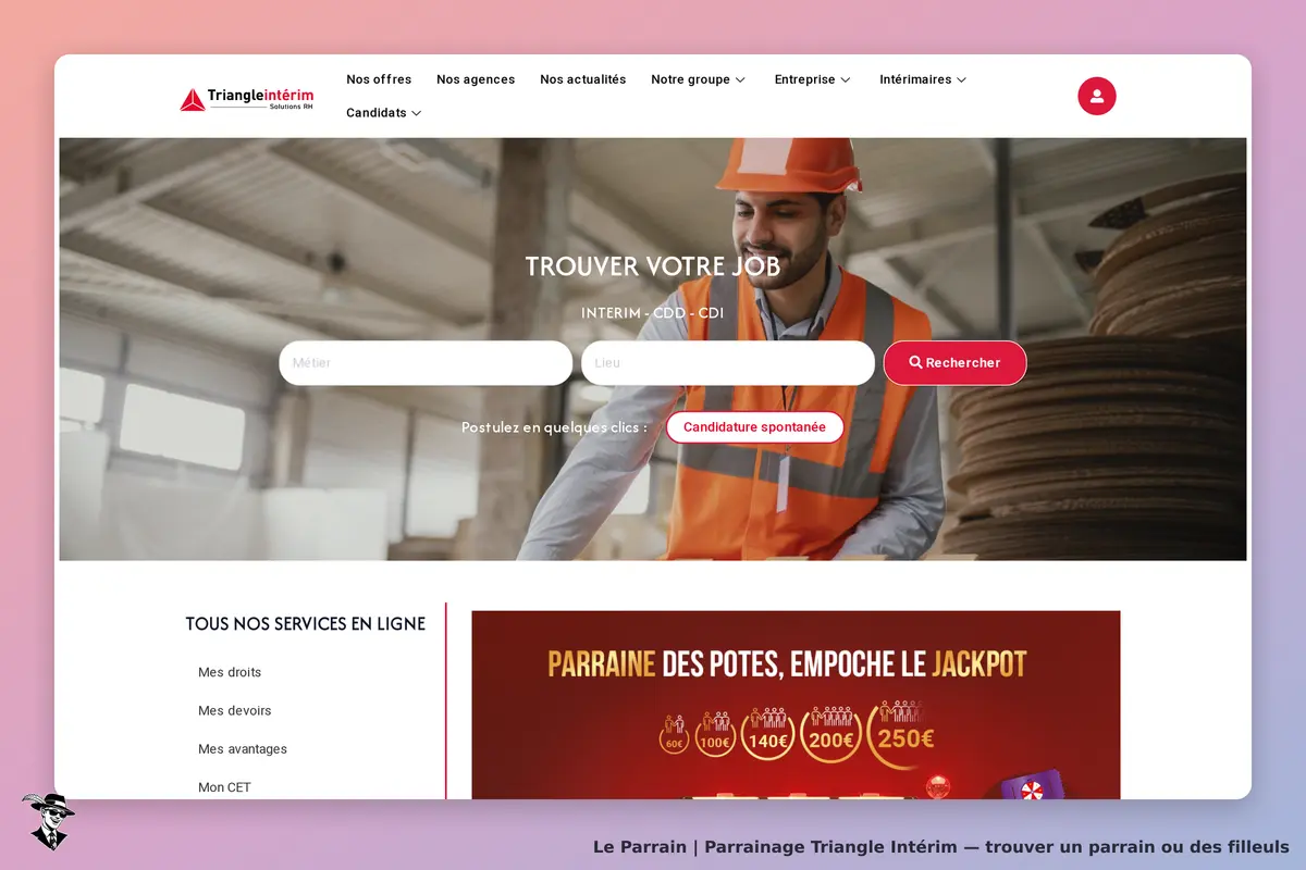 Page parrainage de Triangle Intérim