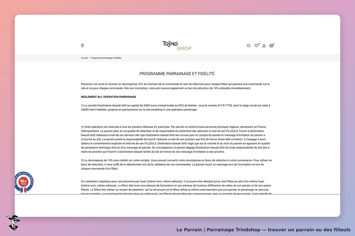 Page qui prouve le parrainage
