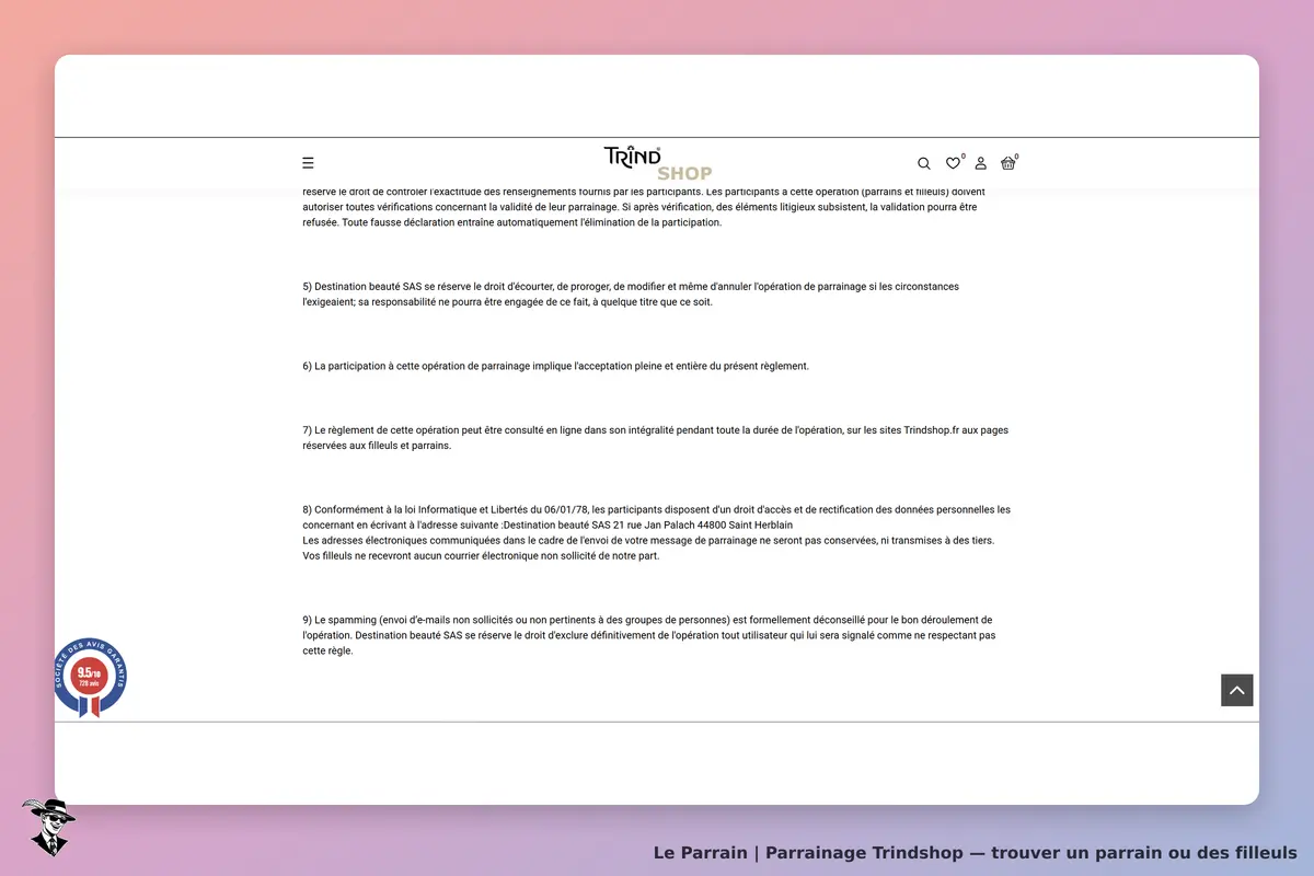 Page qui prouve le parrainage