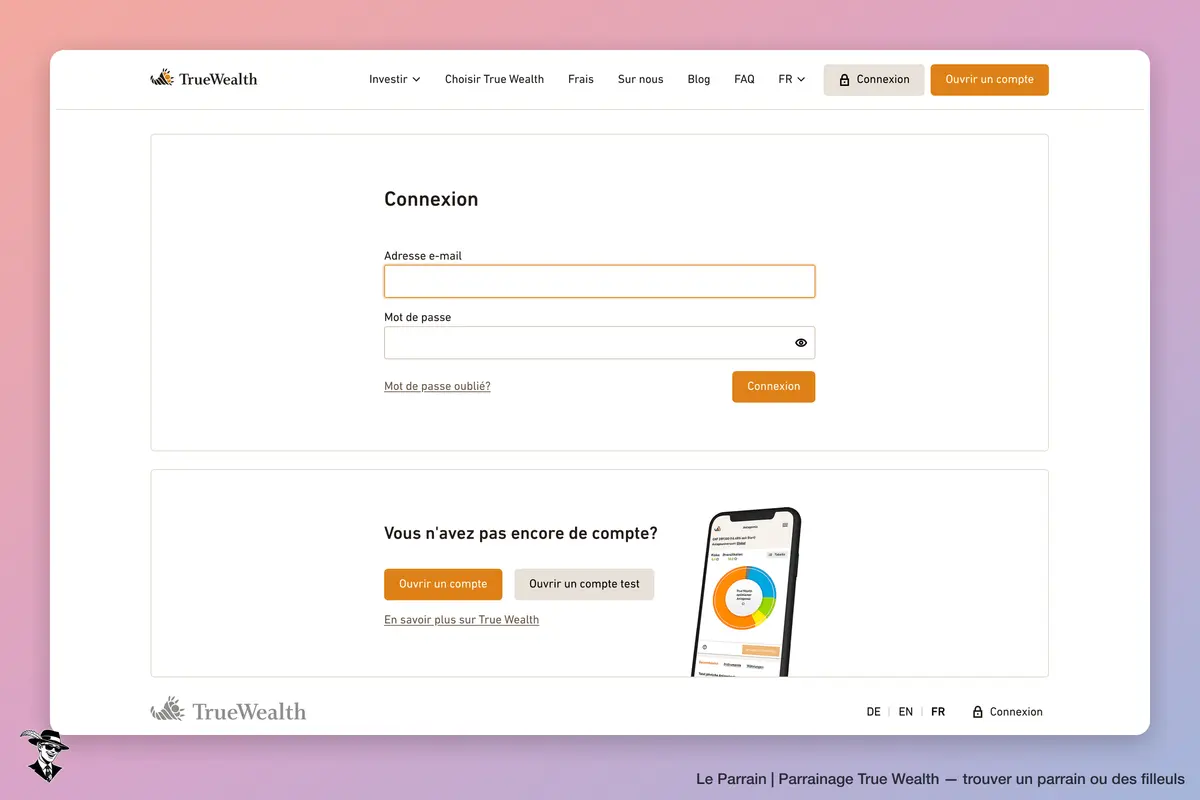 Page d'accueil de True Wealth