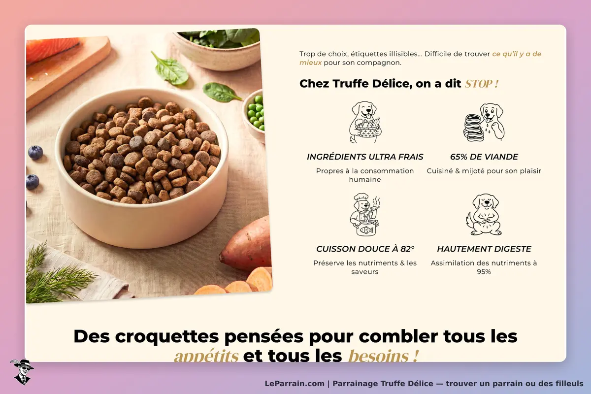 Truffe Délice : croquettes pour animaux, ingrédients frais et informations nutritionnelles