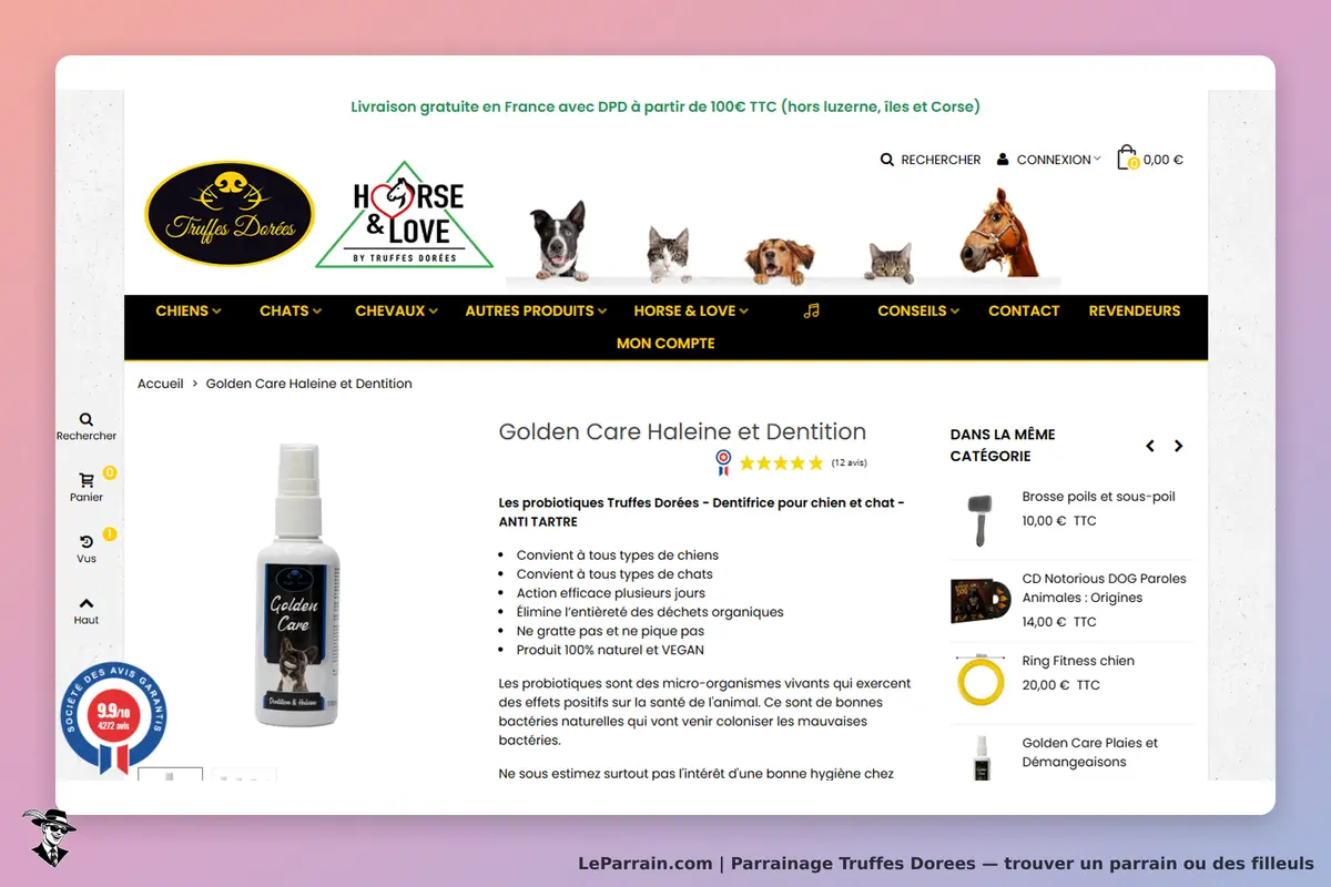 Truffes Dorees : truffes Dorées : page produit pour le dentifrice Golden Care Halène et Dentition