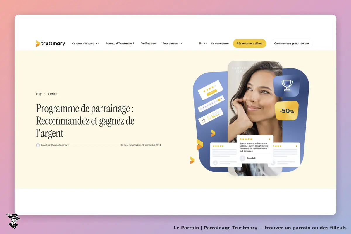 Il montre la page du programme de parrainage