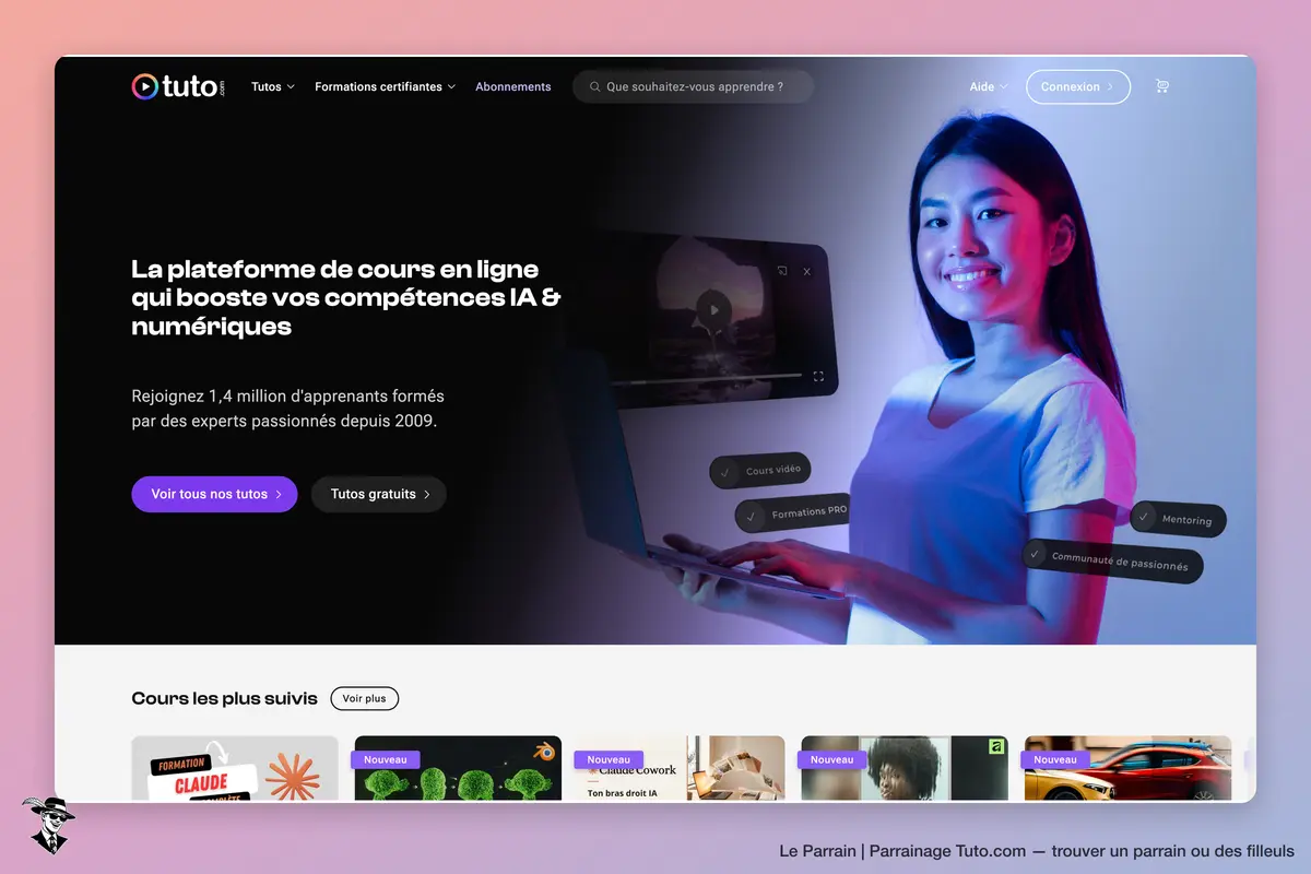 Page d'accueil de Tuto.com