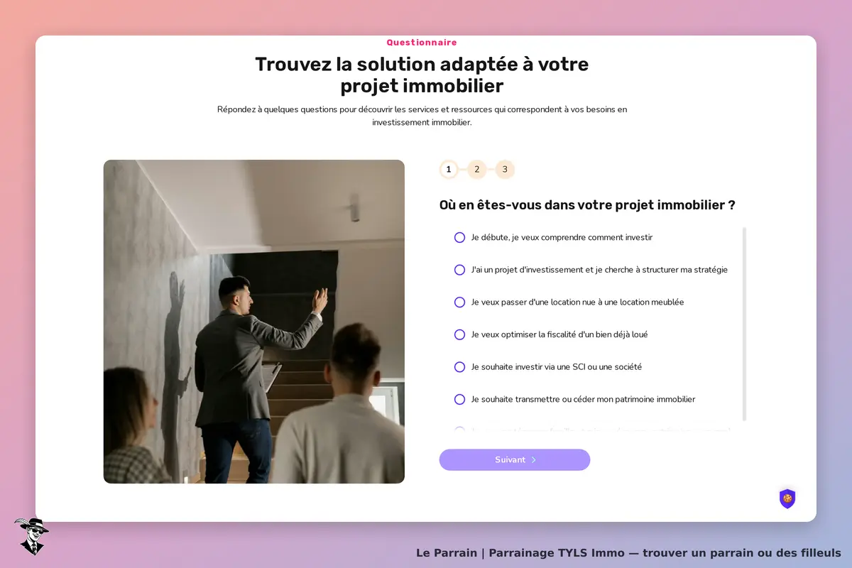 TYLS Immo : questionnaire sur les projets immobiliers avec options de réponse visibles