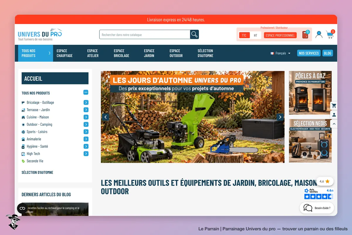 Page d'accueil de Univers du pro