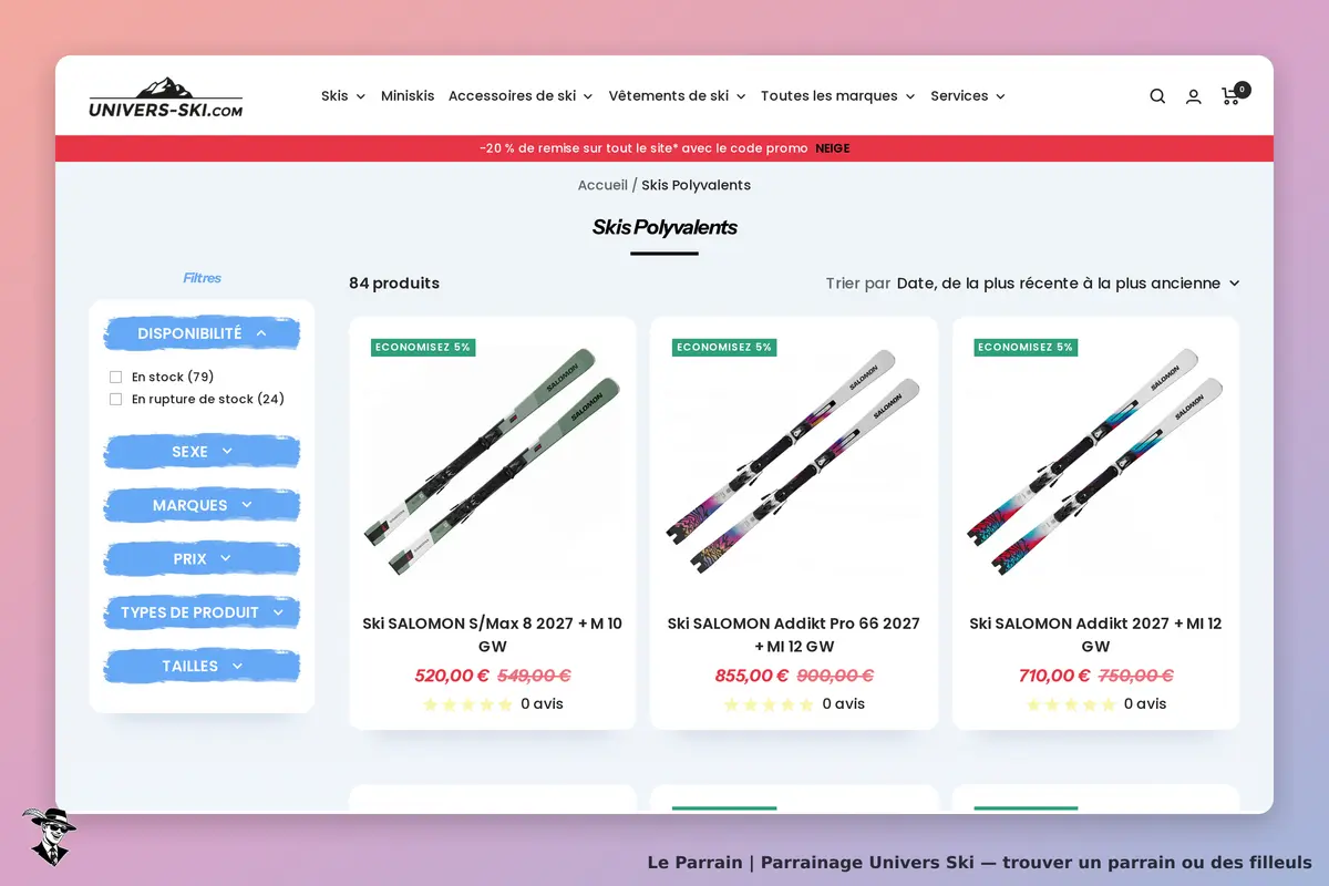 Page catégorie de Univers Ski