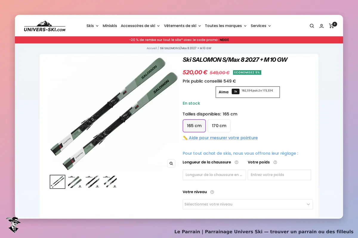 Page produit de Univers Ski
