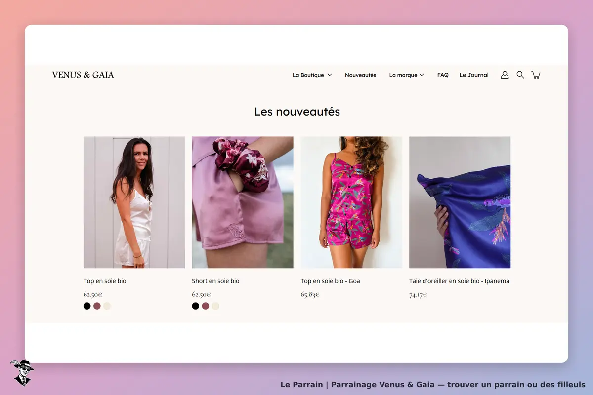 Venus & Gaia : présentation des nouveautés avec vêtements en soie bio et taie d'oreiller