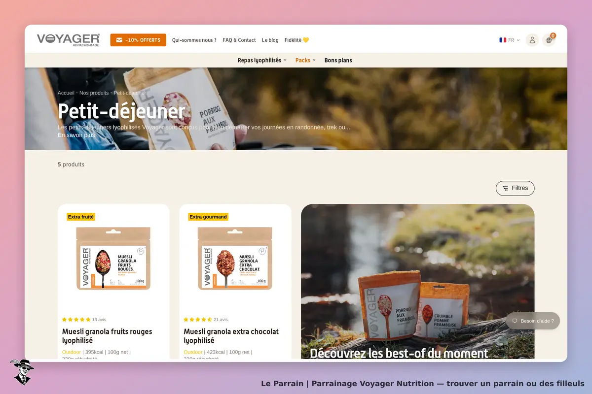 Page catégorie de Voyager Nutrition