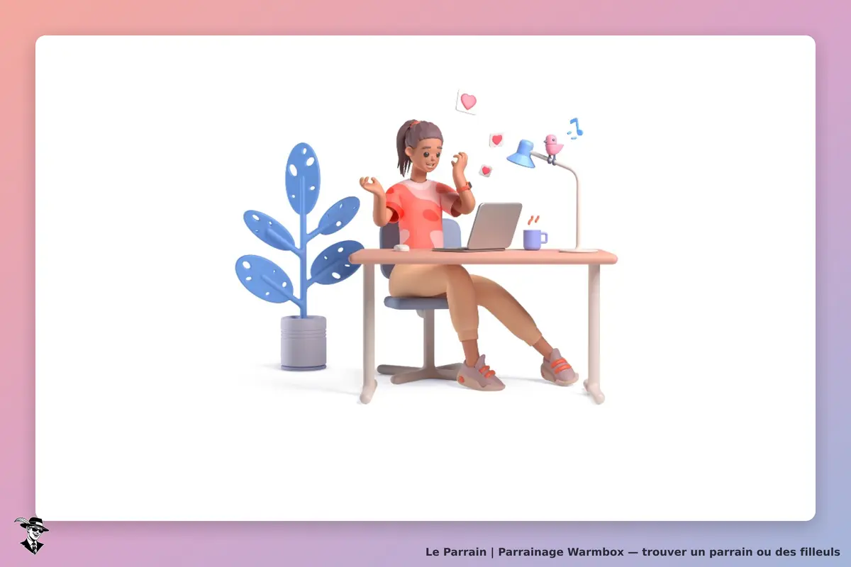 Warmbox : une femme souriante devant un ordinateur, entourée de plantes et d'objets colorés