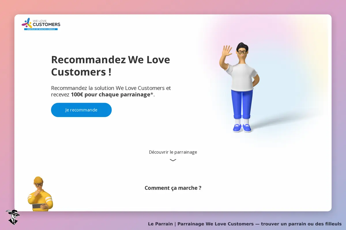 Page parrainage de We Love Customers