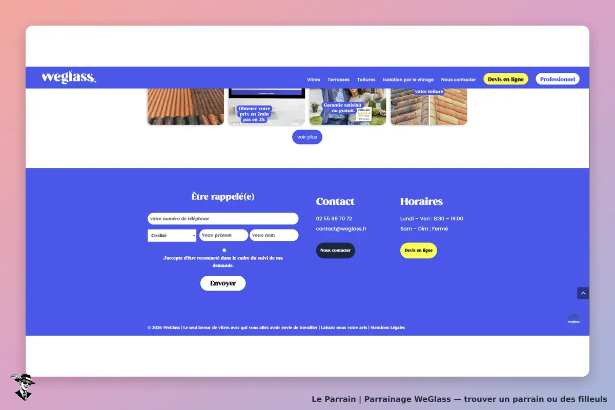 il montre la page d'acceuille du site