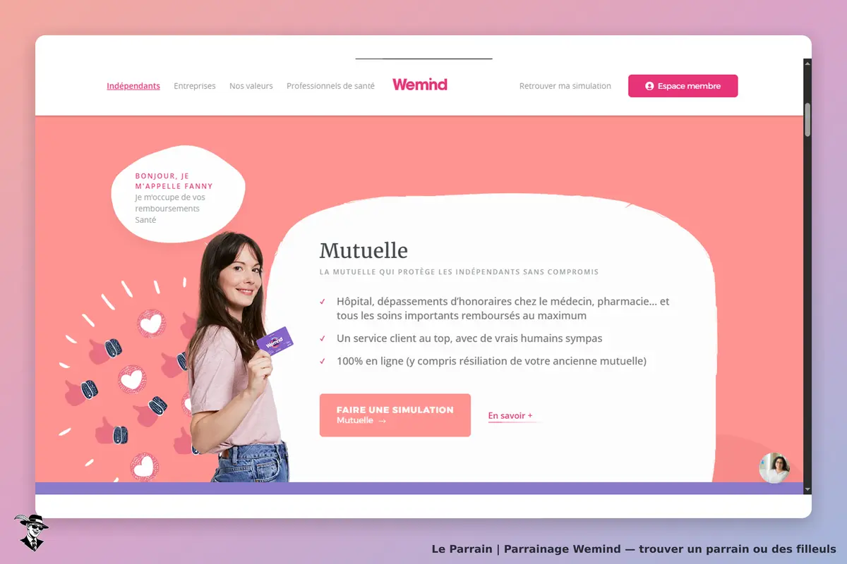 Wemind : page d'accueil avec une présentation et une image d'une femme tenant une carte