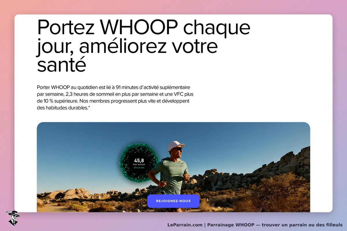 Améliorez votre santé avec WHOOP : activité, sommeil et habitudes durables. Rejoignez-nous !
