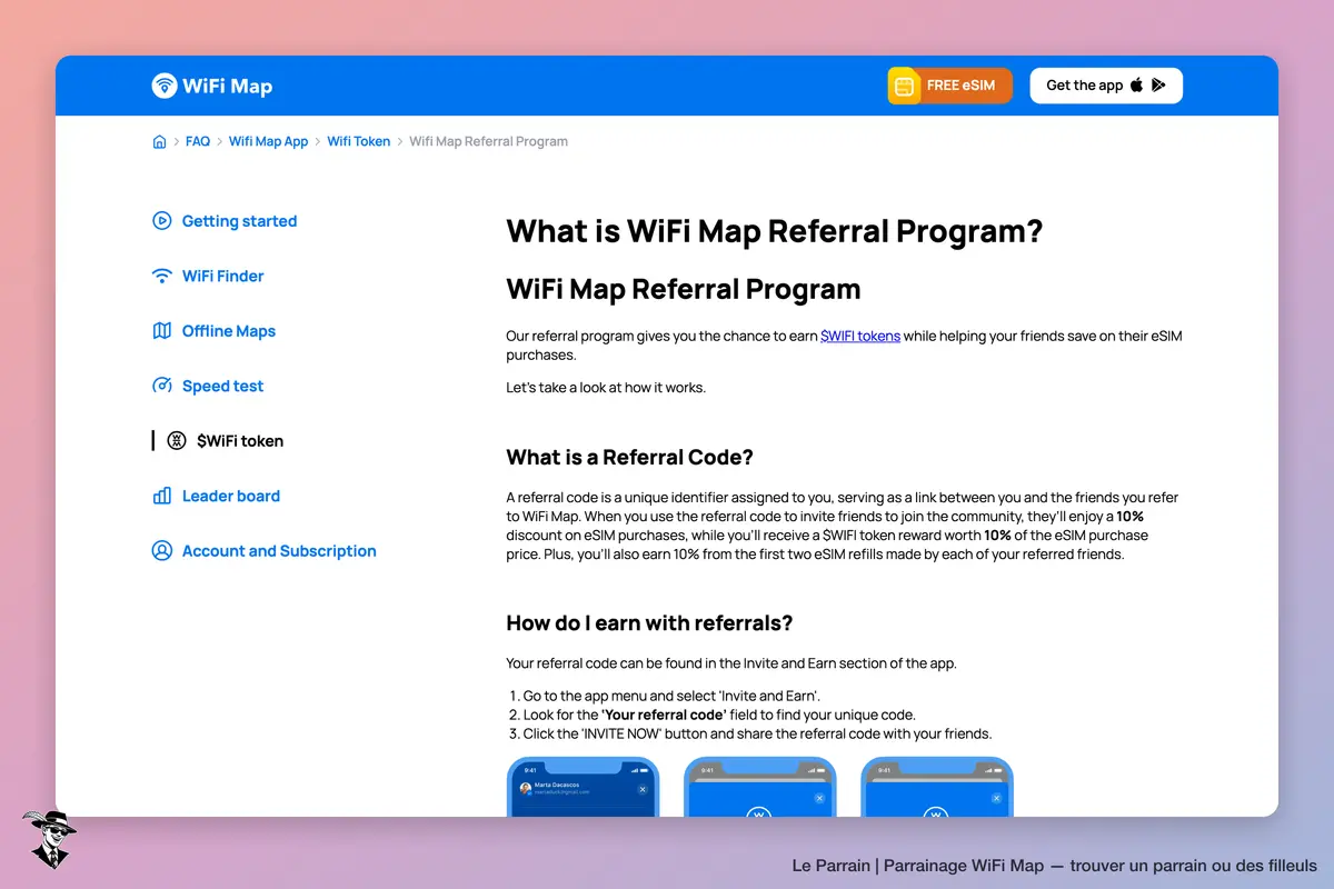 Page parrainage de WiFi Map